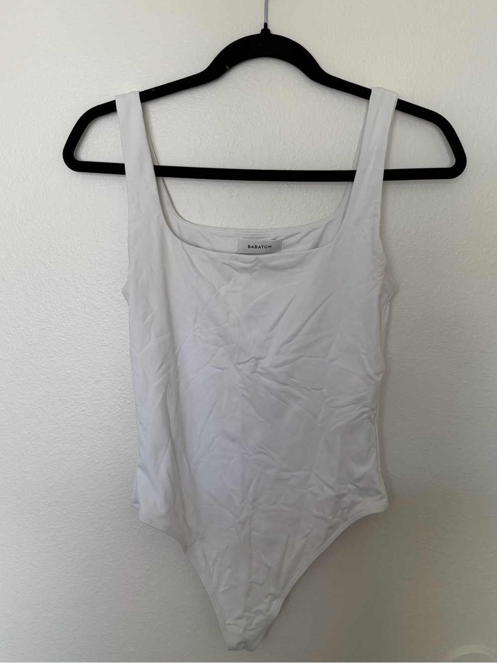 Babaton White Square Neck Bodysuit